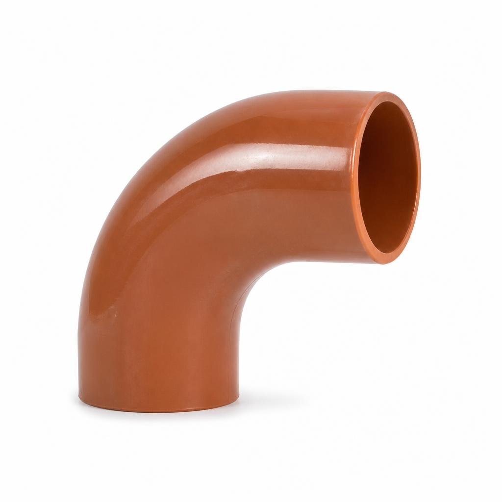 6" X 90* ROUND GLAZED CLAY BEND