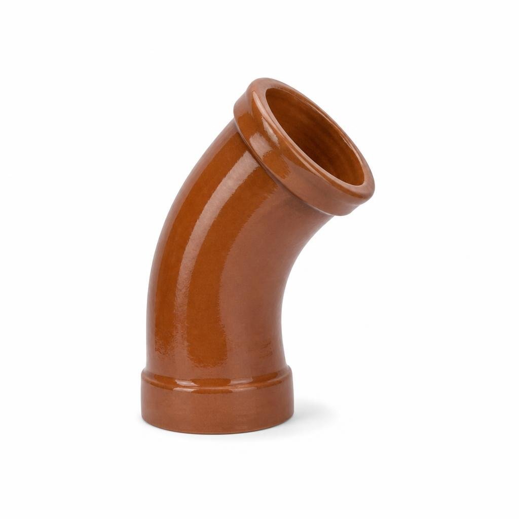 6" X 45* ROUND GLAZED CLAY BEND