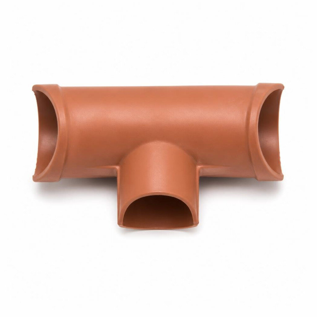 6" X 90* HALF ROUND DRAIN CLAY TEE
