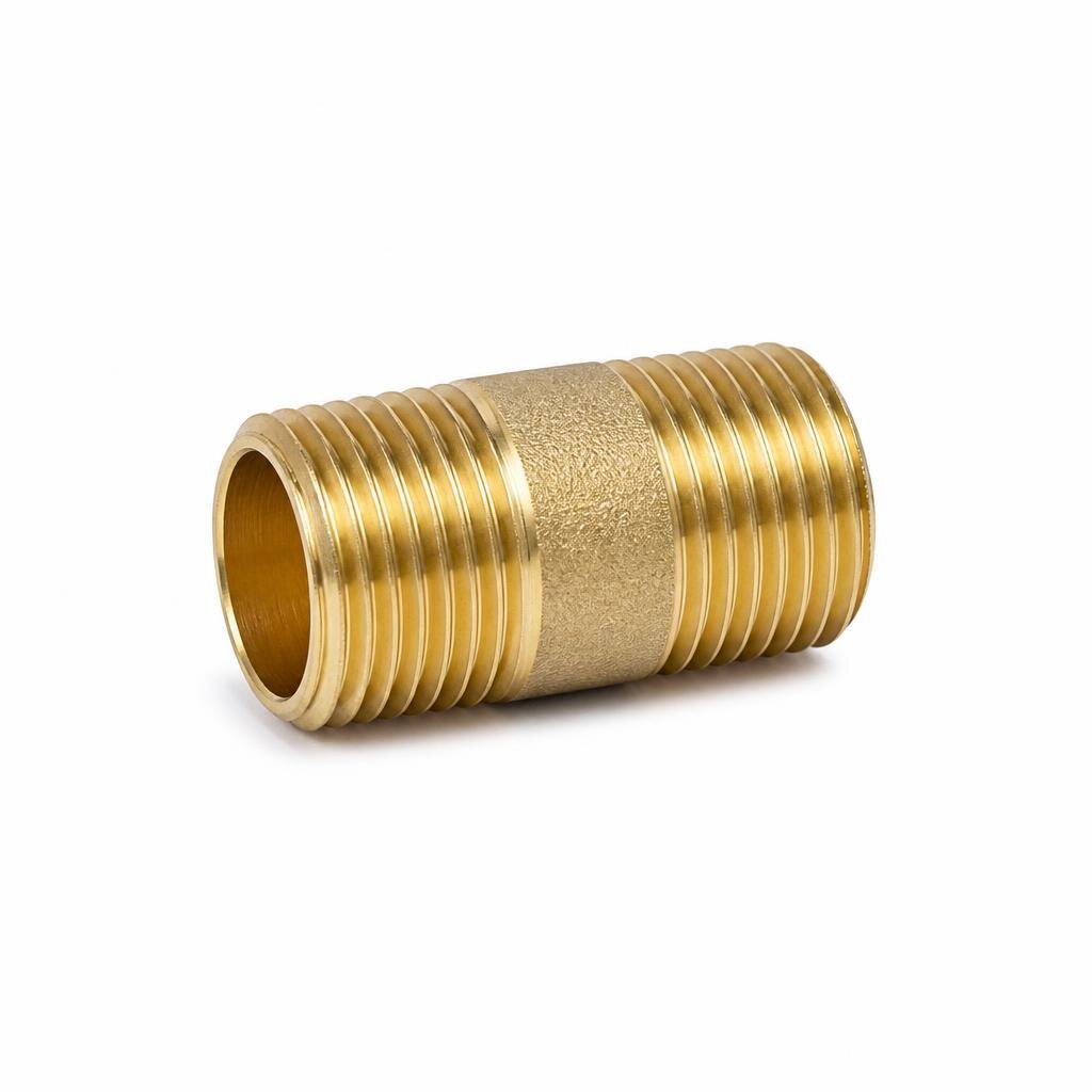 3/8" X 1/2" BRASS STRAIGHT NIPPLE M+M