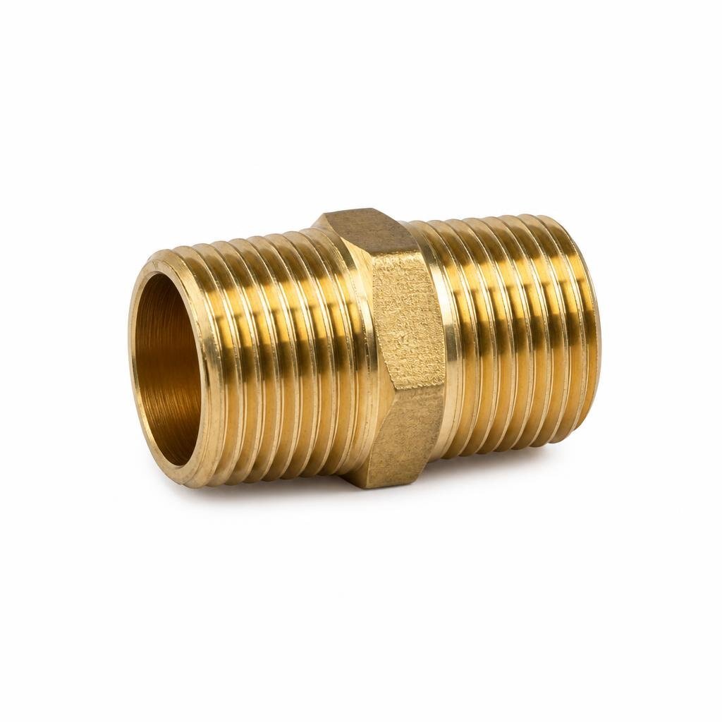 1/2" BRASS EQUAL NIPPLE