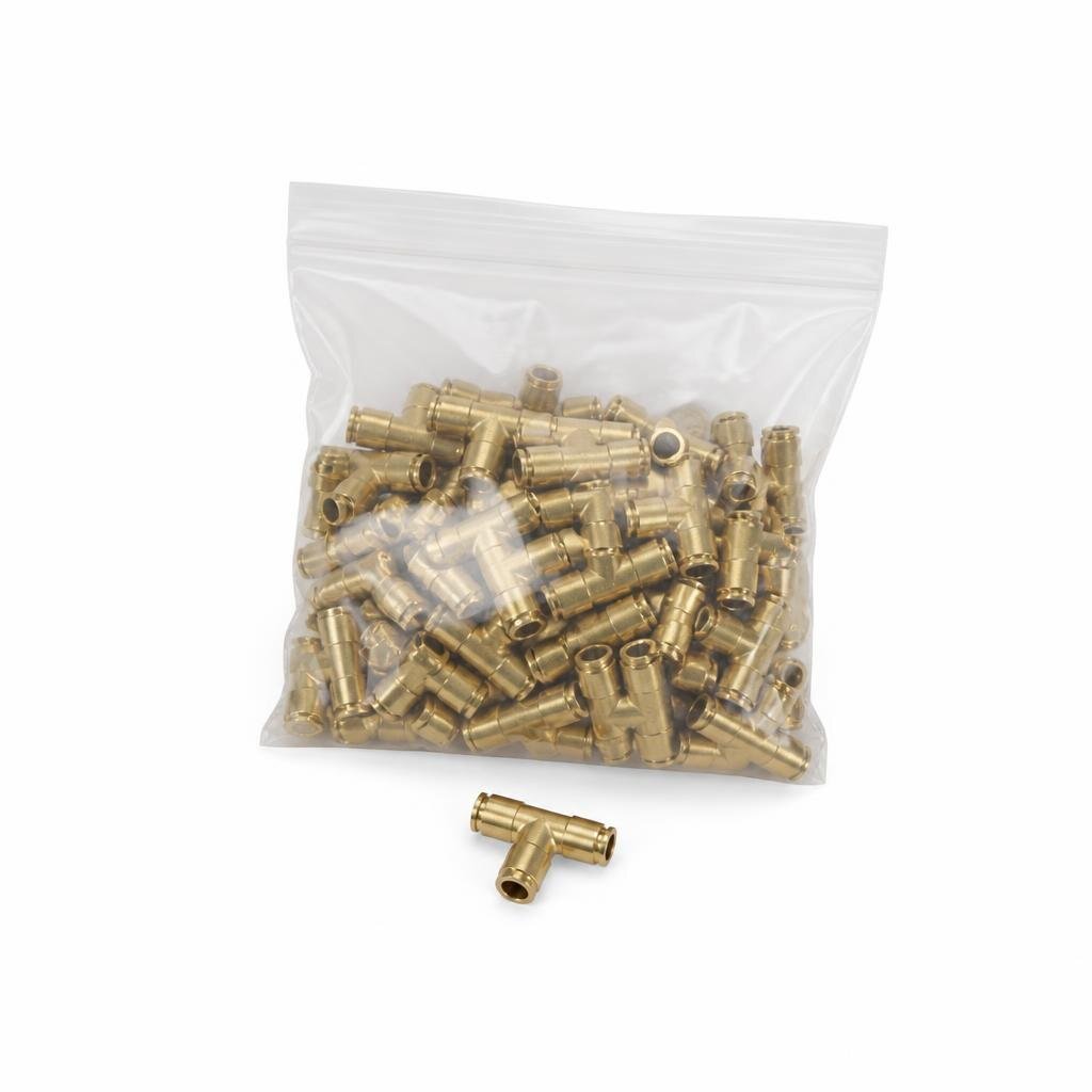 AIRGAS 1/4" (6MM) BRASS T CONNECTOR (100PCS/PKT)