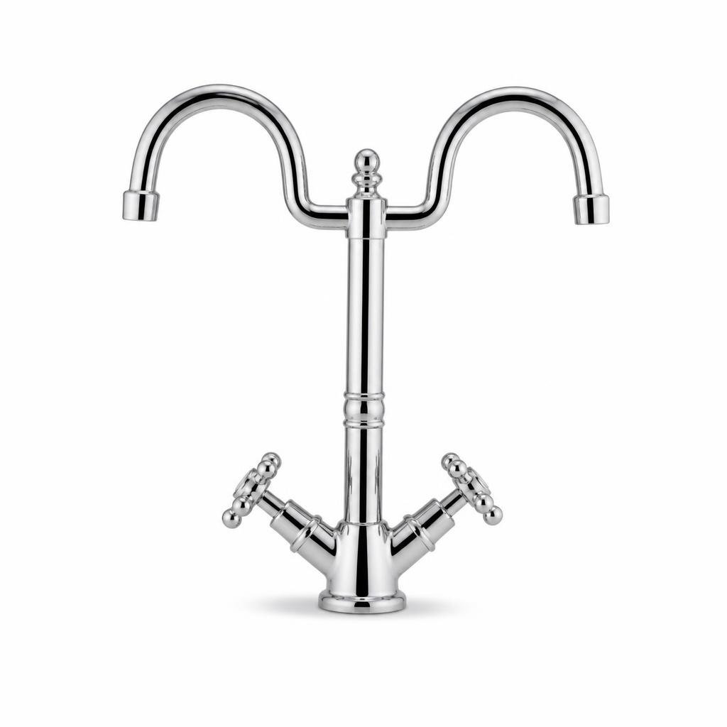 OUTAI OT-34112 DOUBLE SPOUT PILLAR SINK TAP