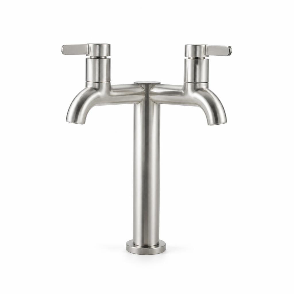 S-LINE SUS304-TW2113 TWIN HEAD S/STEEL PILLAR TAP
