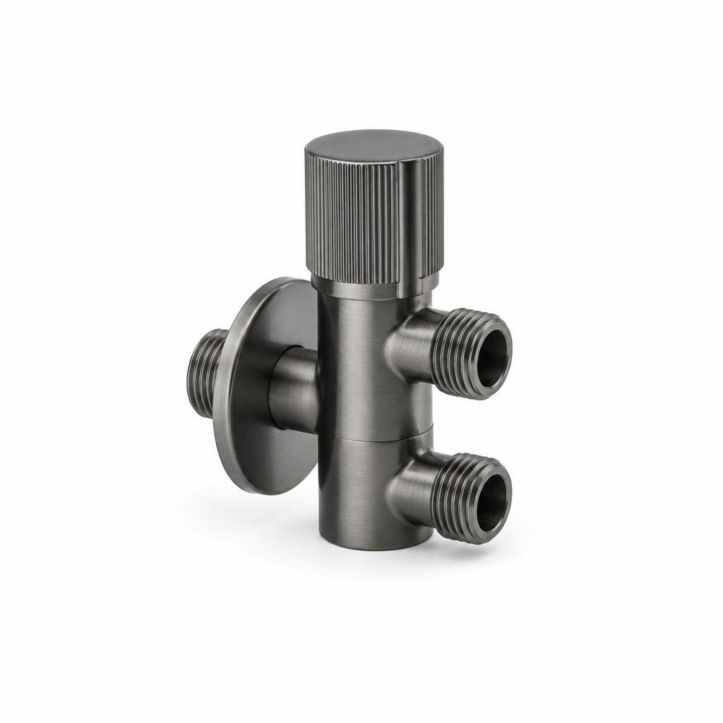 ELISE EAV903MG 1/2" SUS304 DOUBLE OPEN ANGLE VALVE (MATT GUNMETAL GREY)