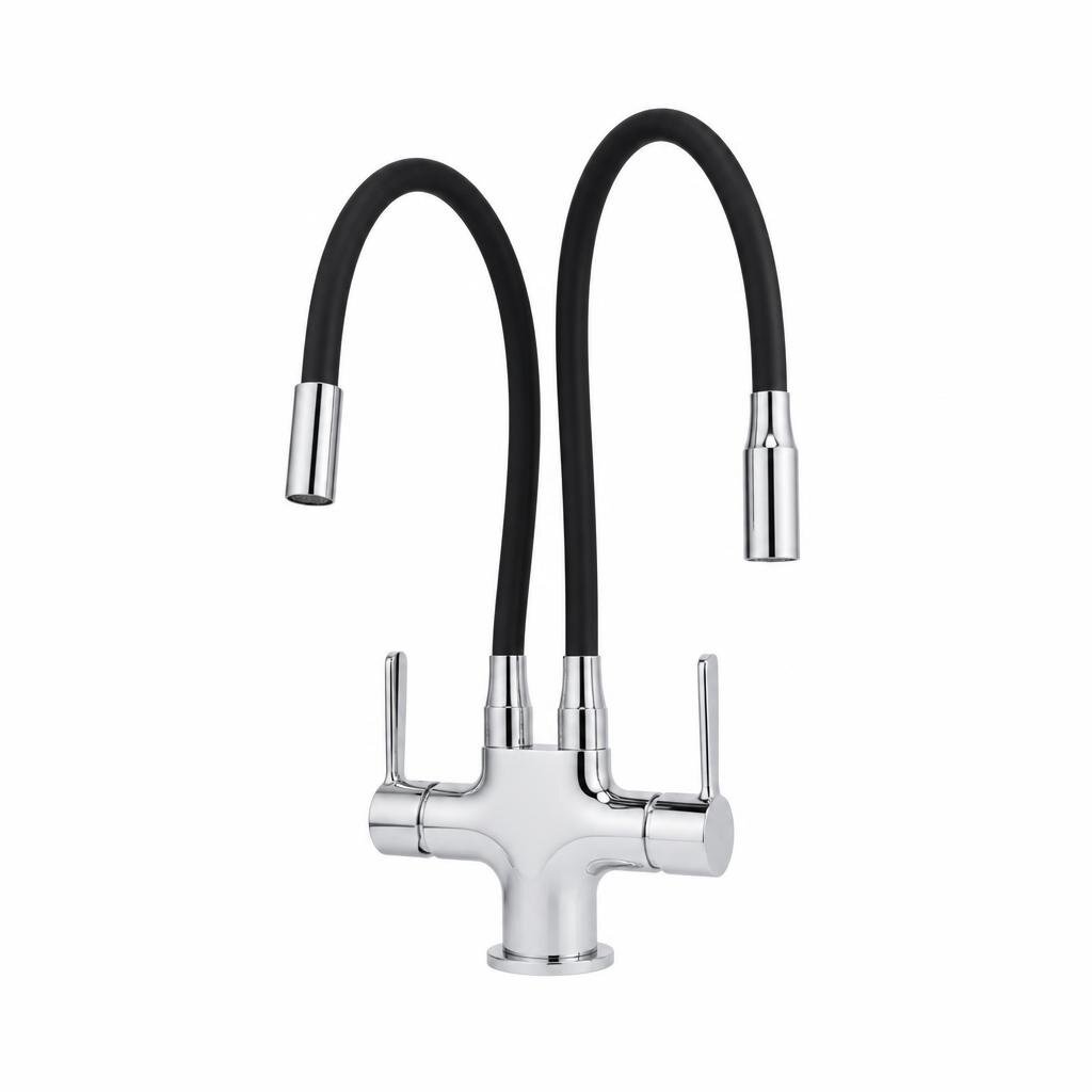 VAGO V9221P DOUBLE FLEXIBLE PILLAR ARC SINK TAP