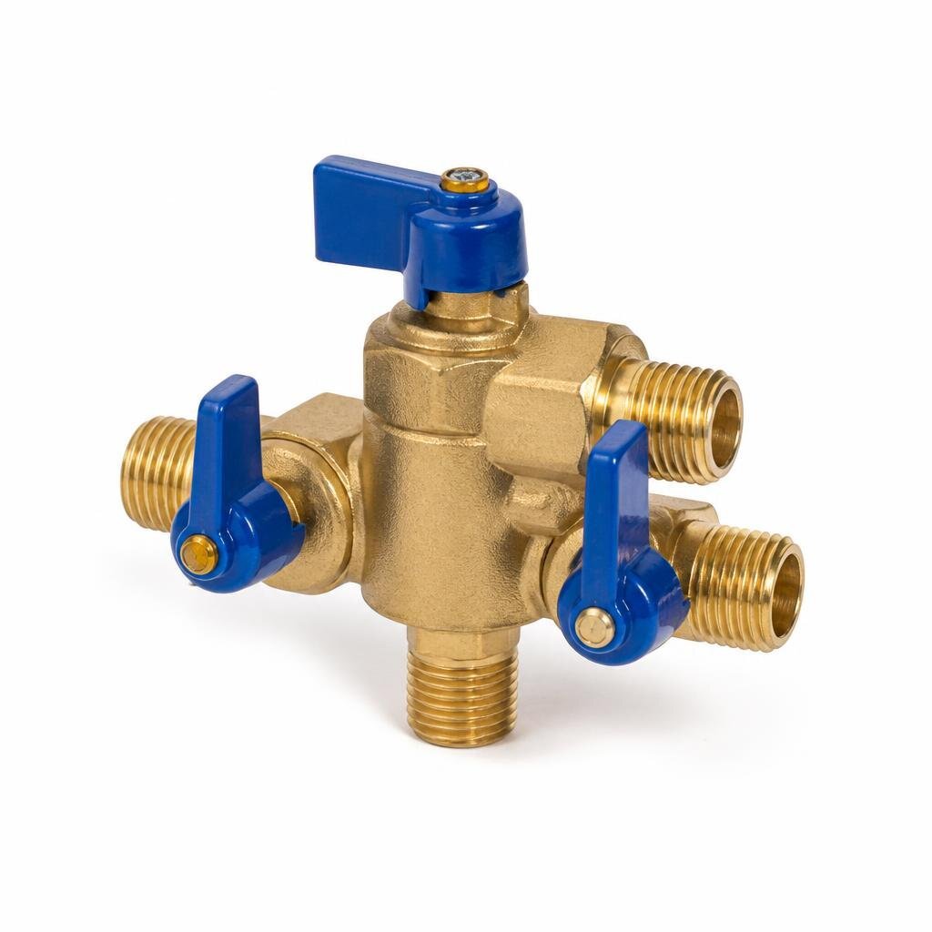 DLM 15MM 3WAY OUTSIDE THREAD BRASS BALL VALVE-2HDL