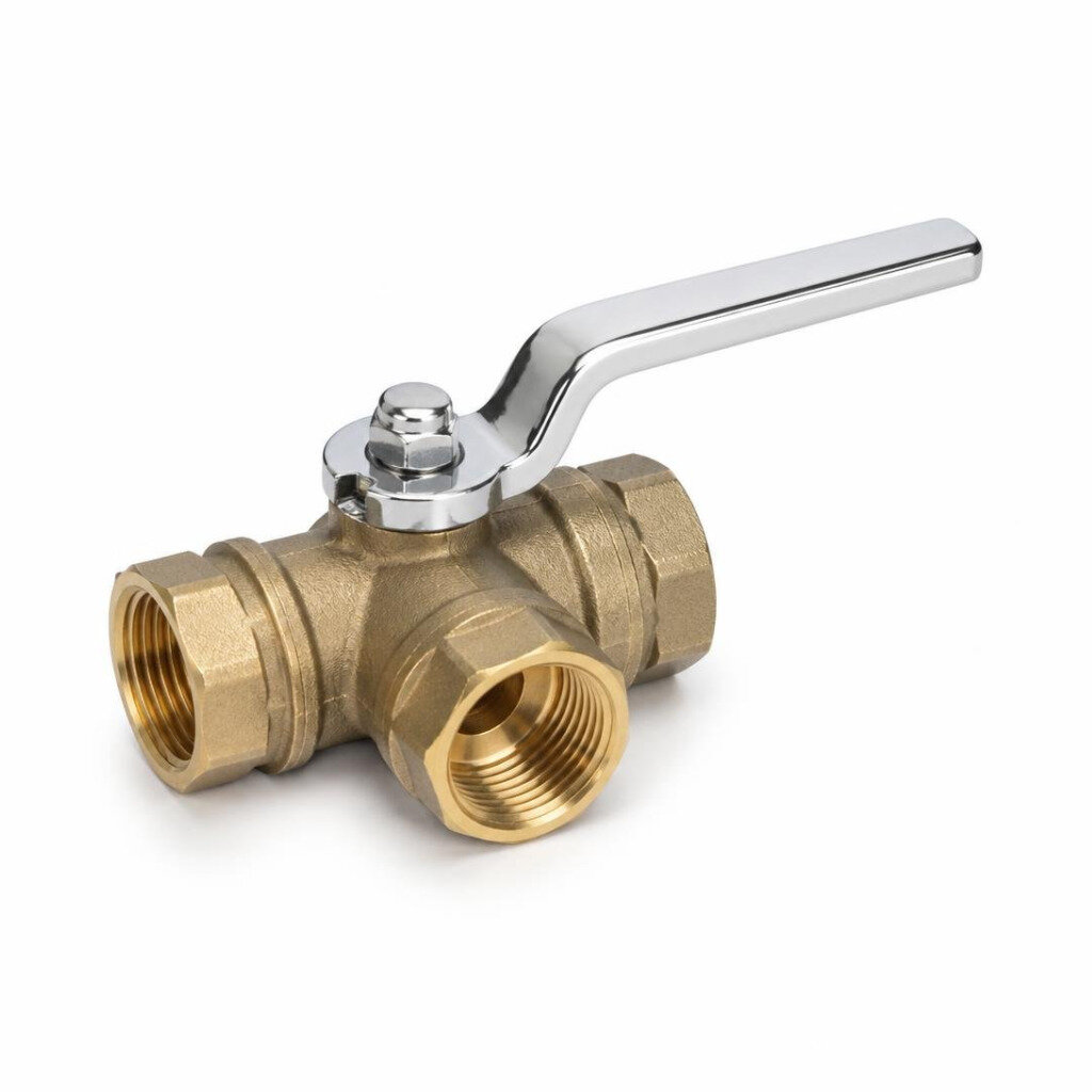 1/2" BRASS C/P 3WAY BALL VALVE