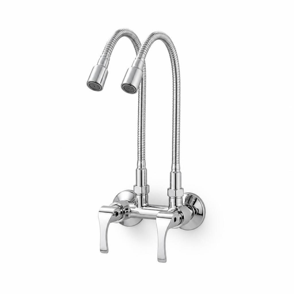 CELONI CLN8231 TWIN SPOUT FLX.HOSE WALL SINK TAP