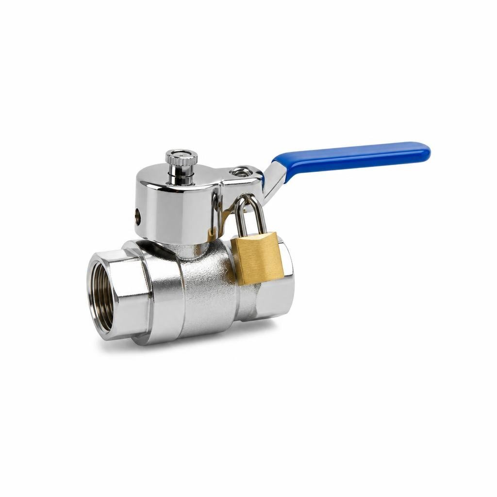 1/2" CHROME BRASS BALL COCK WITH LOCKING