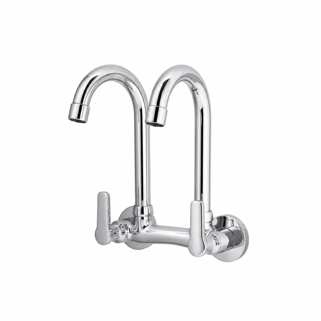 SINOR SS2011W TWIN SPOUT KITCHEN SINK TAP WALL