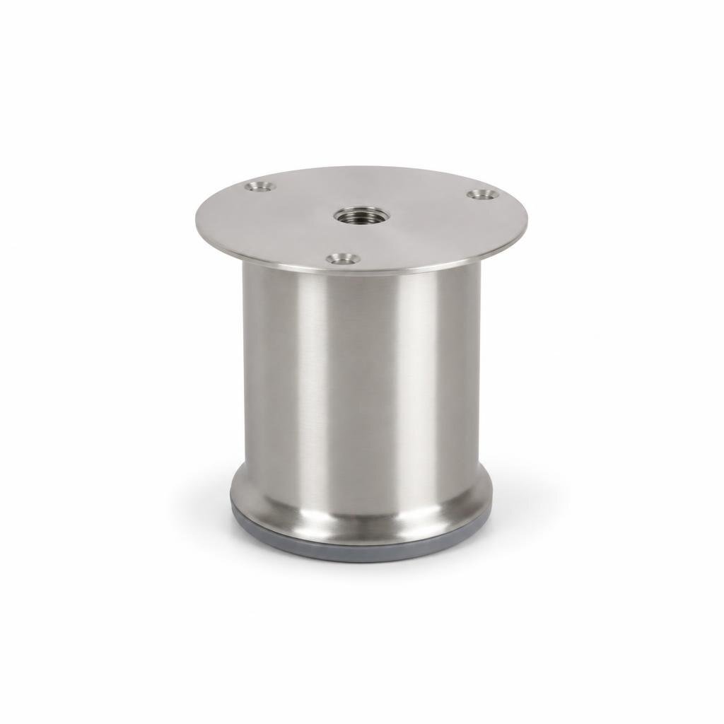 10.2CM X 6.6CM ROUND S/STEEL CUPBOARD FOOT