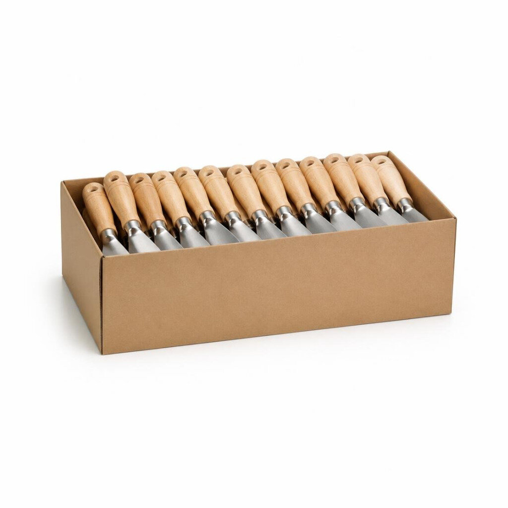 M-BLACKRINO BR2580 1.0" S/STEEL SCRAPER WOODEN HANDLE (12PCS/BOX,240PCS/CTN)