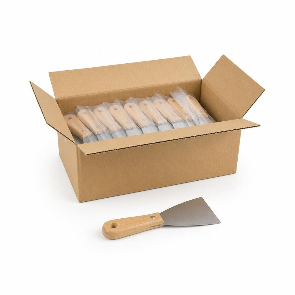 M-BLACKRINO BR2580 1.5" S/STEEL SCRAPER WOODEN HANDLE (12PCS/BOX,240PCS/CTN)