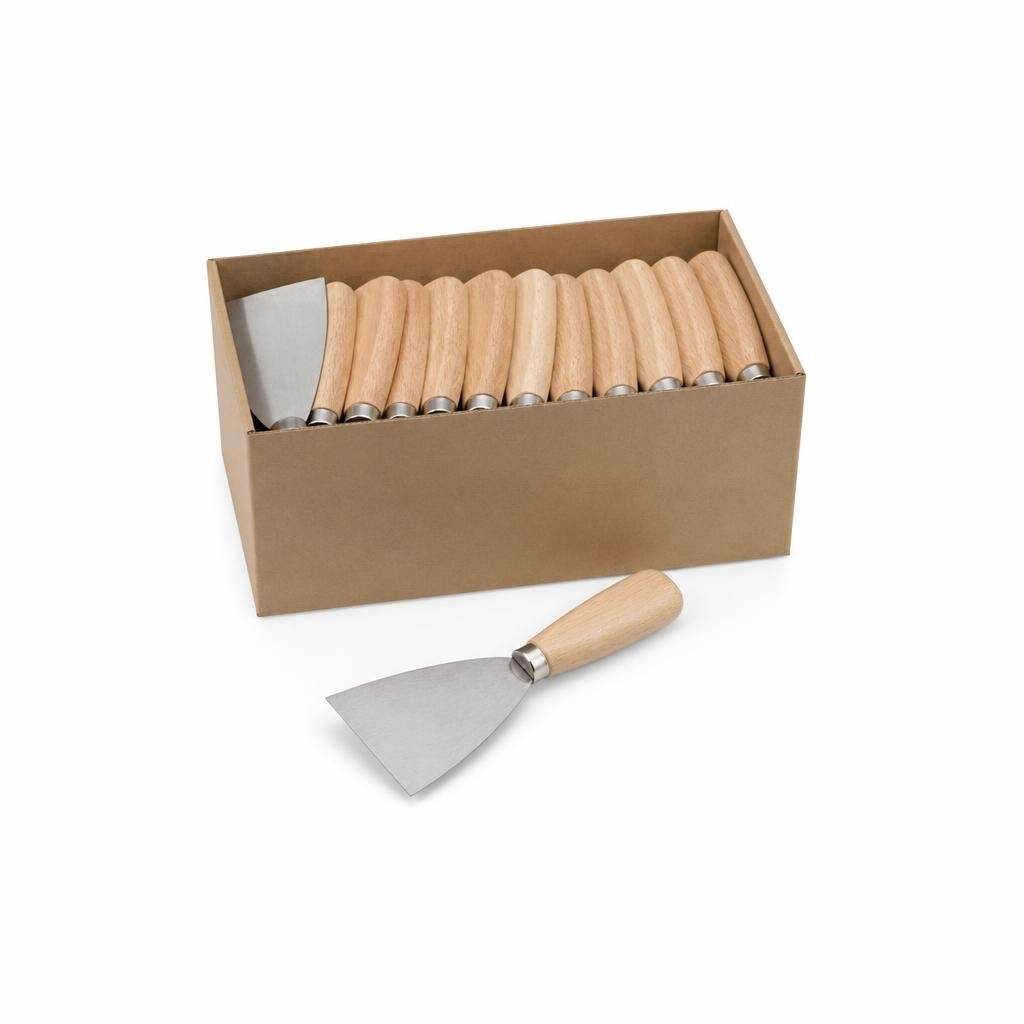 M-BLACKRINO BR2580 3.0" S/STEEL SCRAPER WOODEN HANDLE (12PCS/BOX,240PCS/CTN)