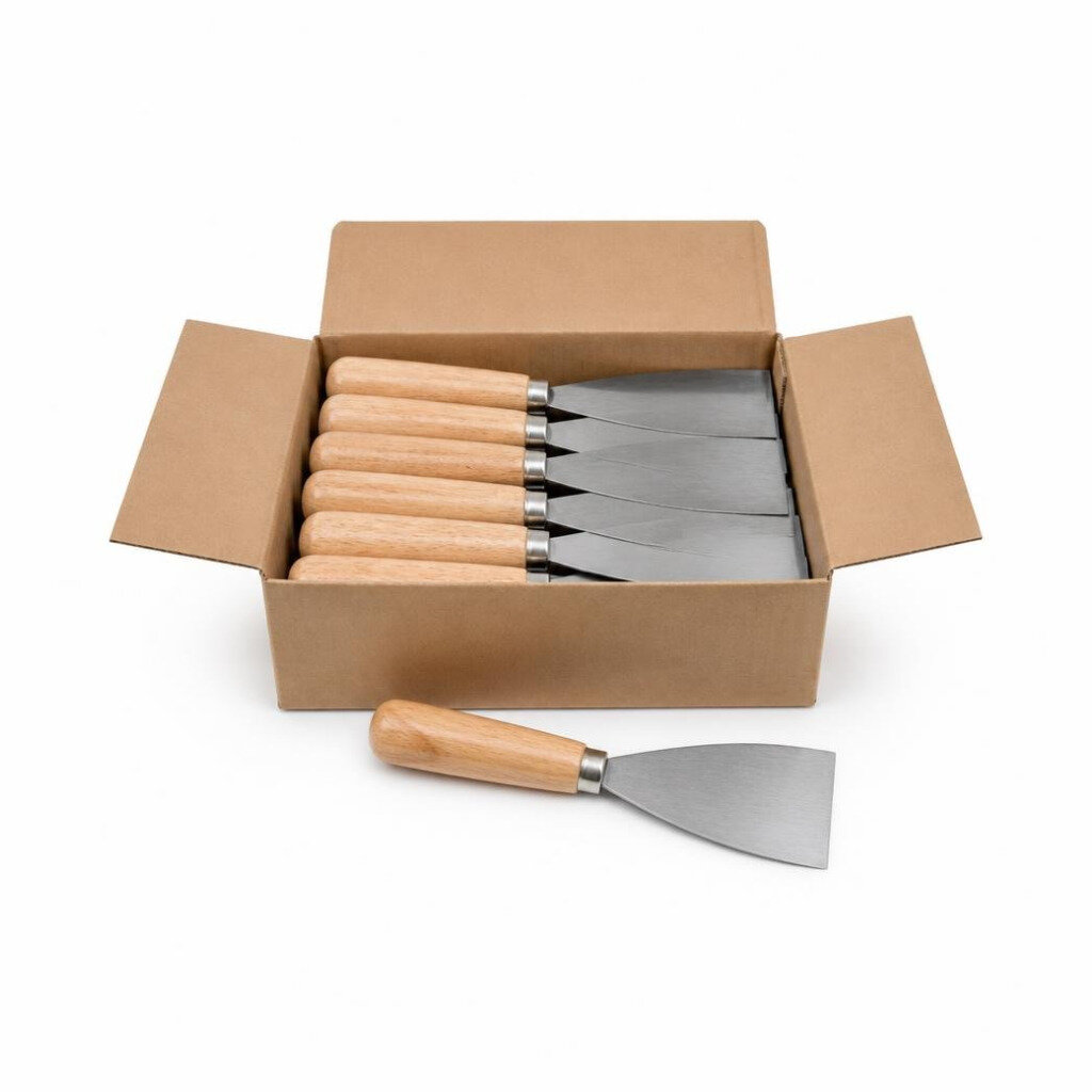M-BLACKRINO BR2580 4.0" S/STEEL SCRAPER WOODEN HANDLE (12PCS/BOX,240PCS/CTN)