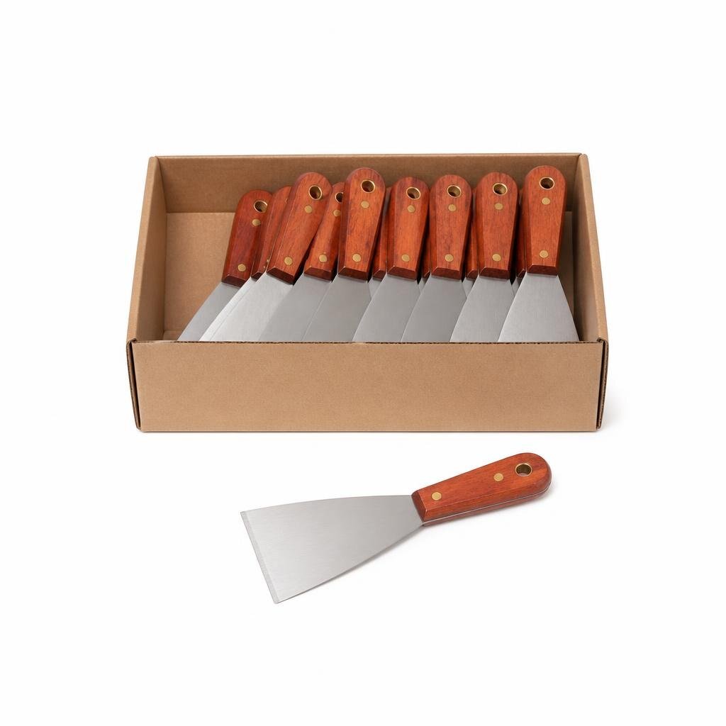 M-BLACKRINO BR2580 5.0" S/STEEL SCRAPER WOODEN HANDLE (12PCS/BOX,240PCS/CTN)