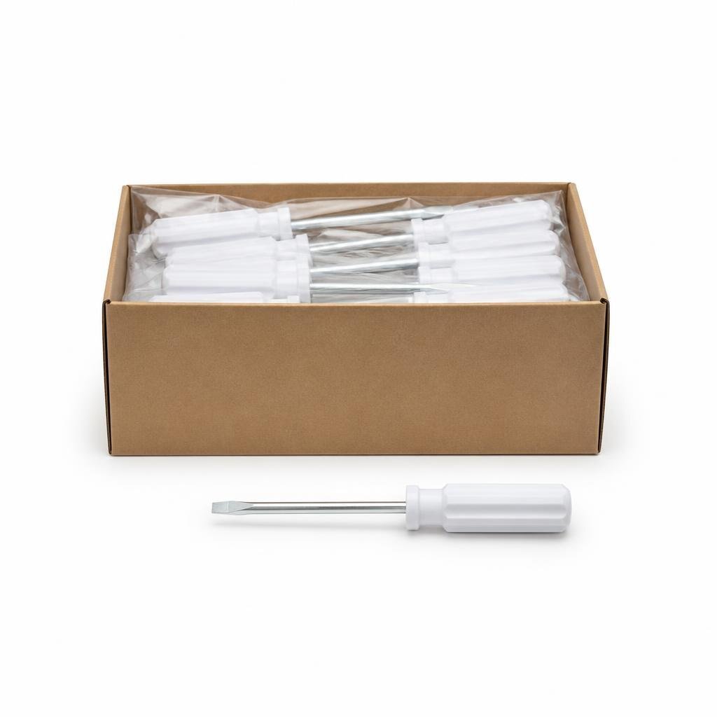 M-B.I. CARE BN-409009 6" (-) WHITE SHAFT SCREWDRIVER (12PCS/BOX)