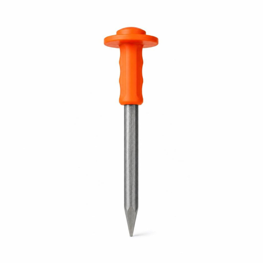 HUNTER 10" POINT CONCRETE CHISEL WITH ORANGE HDL.