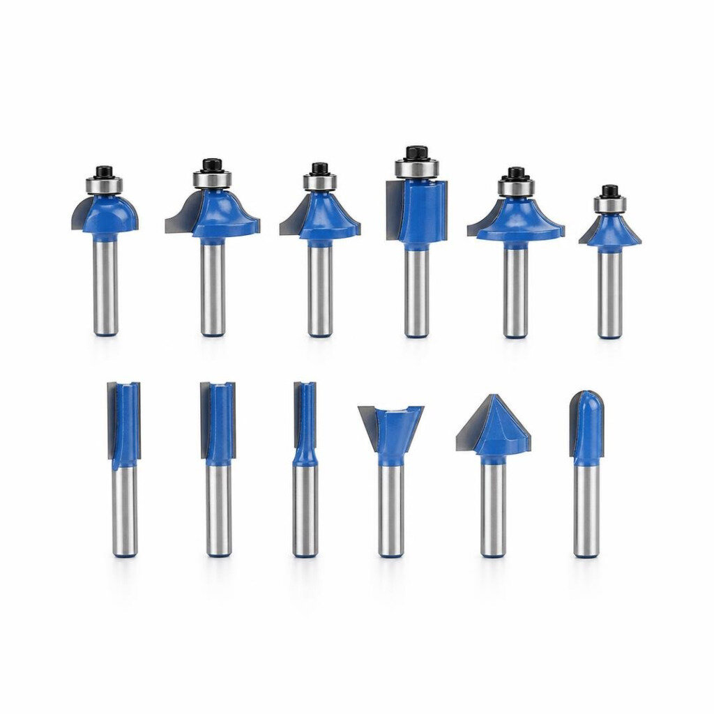 K1 12PCS 1/4" SHANK MIXED CARBIDE ROUTER BIT SET
