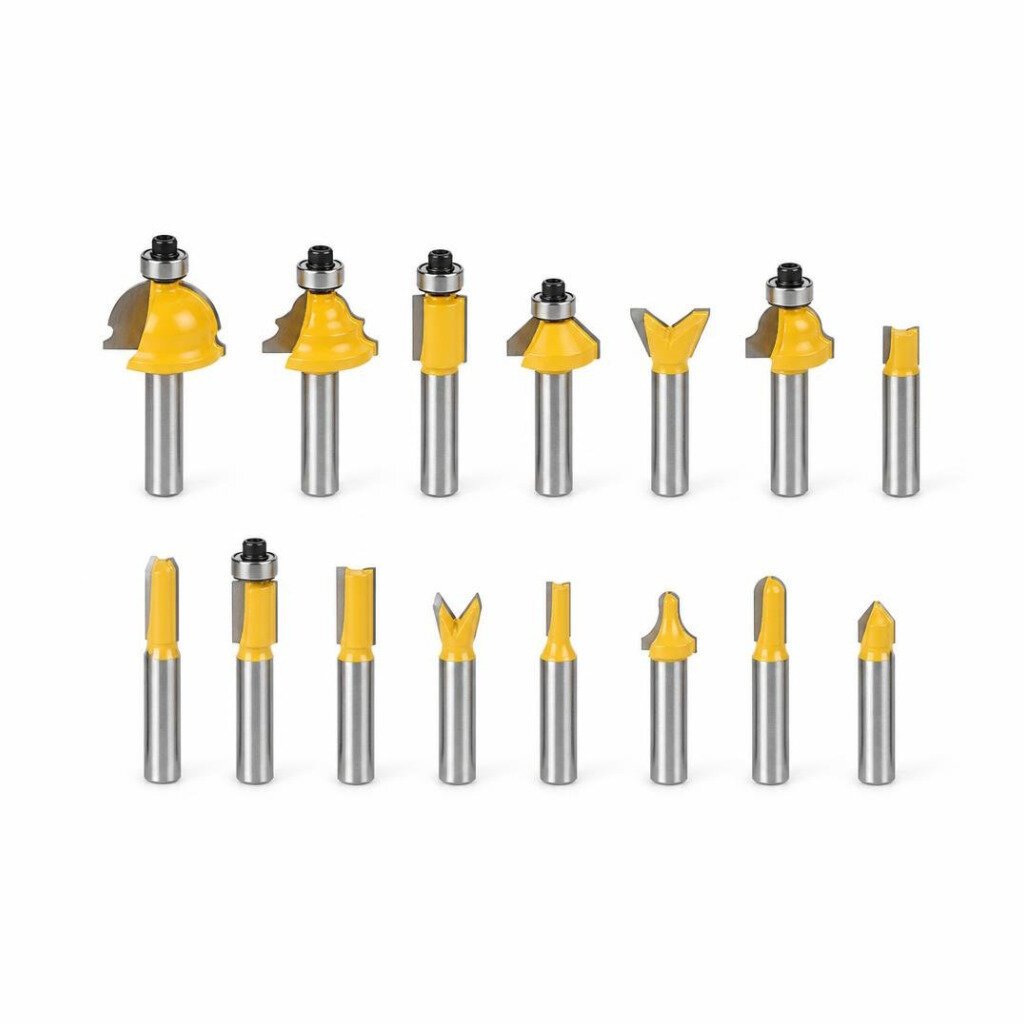 E-MAX 15PCS 1/4"  ROUTER BIT SET