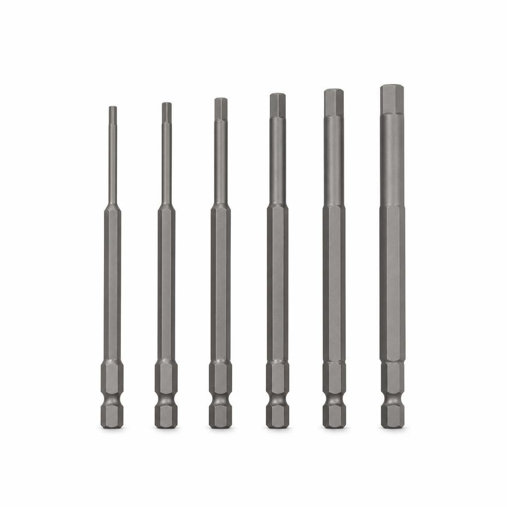ROYBIT 6PCS 100MM HEX BIT SET (2.0/2.5/3.0/4.0/5.0/6.0MM)