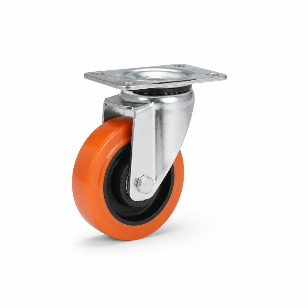 P61M 4" M/DUTY ORANGE TPP CASTOR SWIVEL