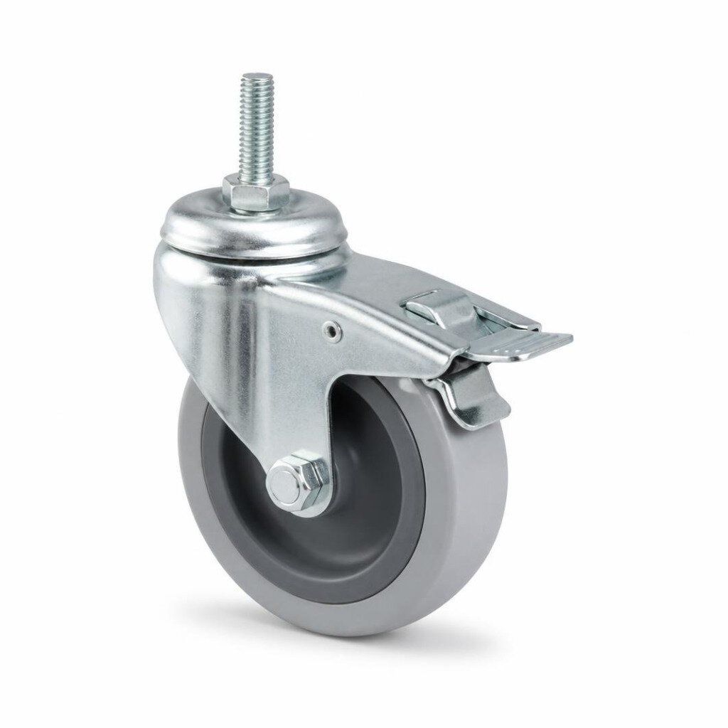 P61M 4" M/DUTY GREY TPR CASTOR TOTAL BRAKE