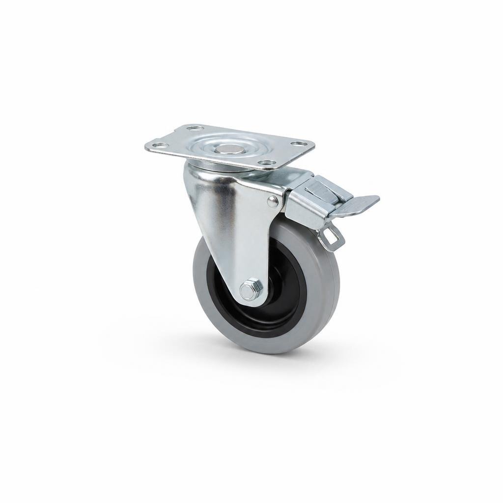 P61M 5" M/DUTY GREY TPR CASTOR TOTAL BRAKE
