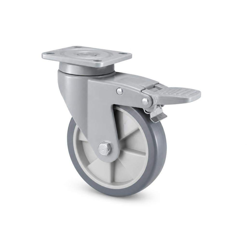 P64H 8" H/DUTY POLYPROPYLENE CASTOR TOTAL BRAKE