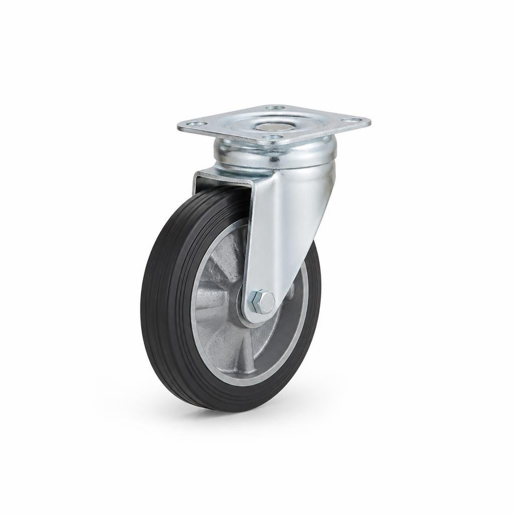 8" RUBBER CASTOR WHEEL SWIVEL