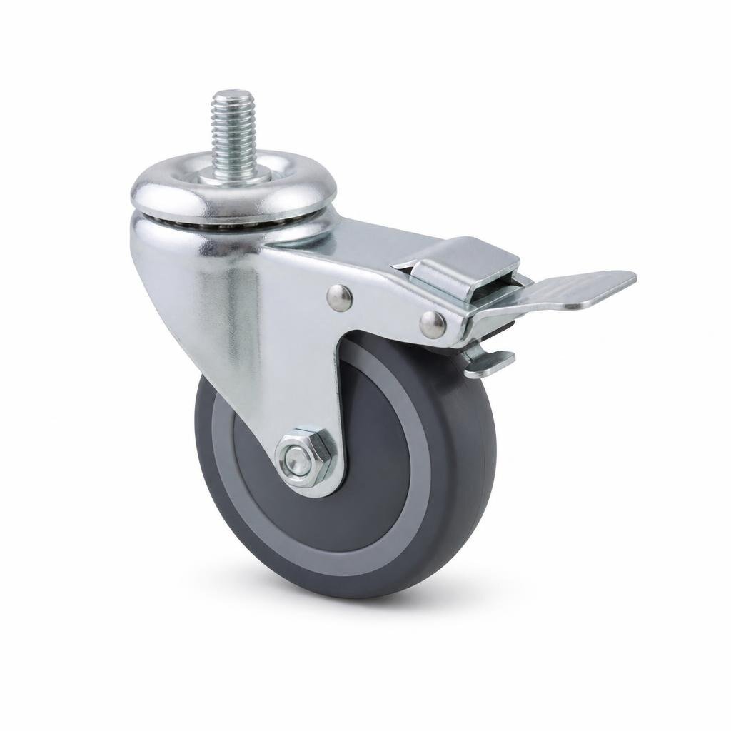3" RUBBER CASTOR WHEEL WITH BRAKE