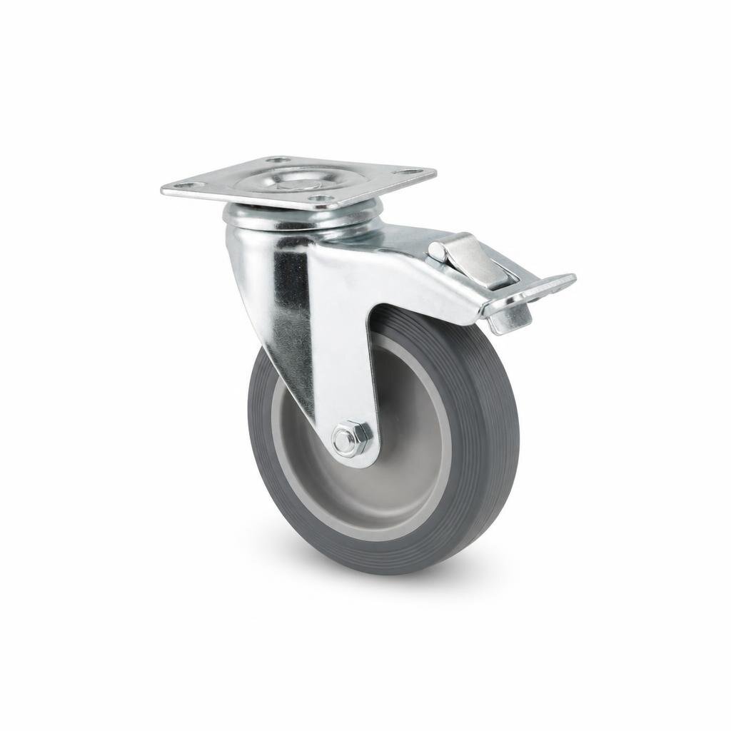 6" RUBBER CASTOR WHEEL WITH BRAKE