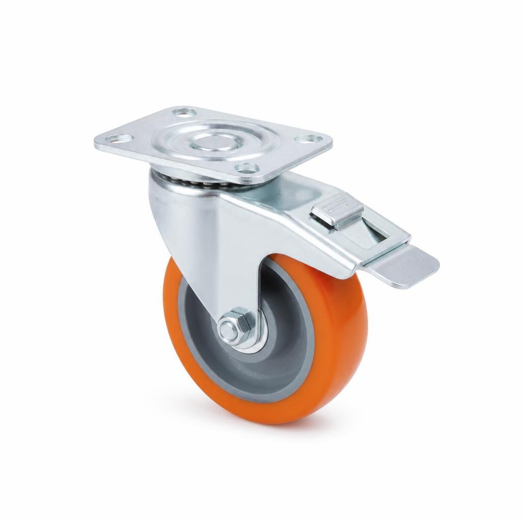 B80M 3" MEDIUM DUTY ORANGE TPP CASTOR TOTAL BRAKE