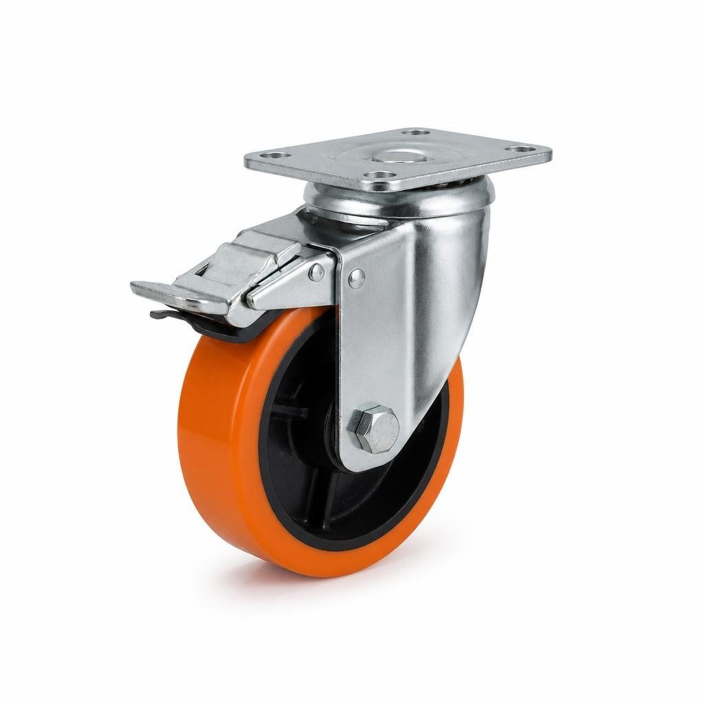 B80M 4" MEDIUM DUTY ORANGE TPP CASTOR TOTAL BRAKE