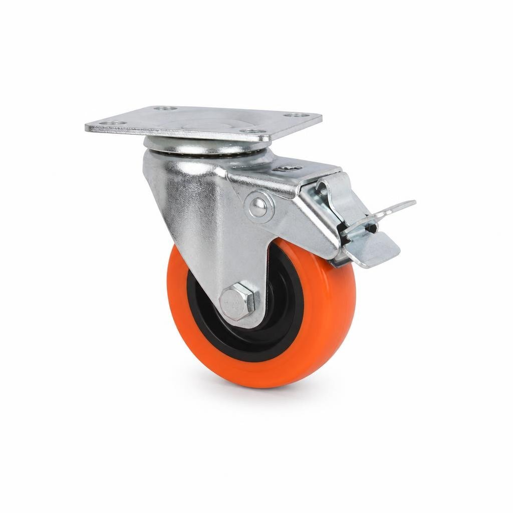 B80M 5" MEDIUM DUTY ORANGE TPP CASTOR TOTAL BRAKE
