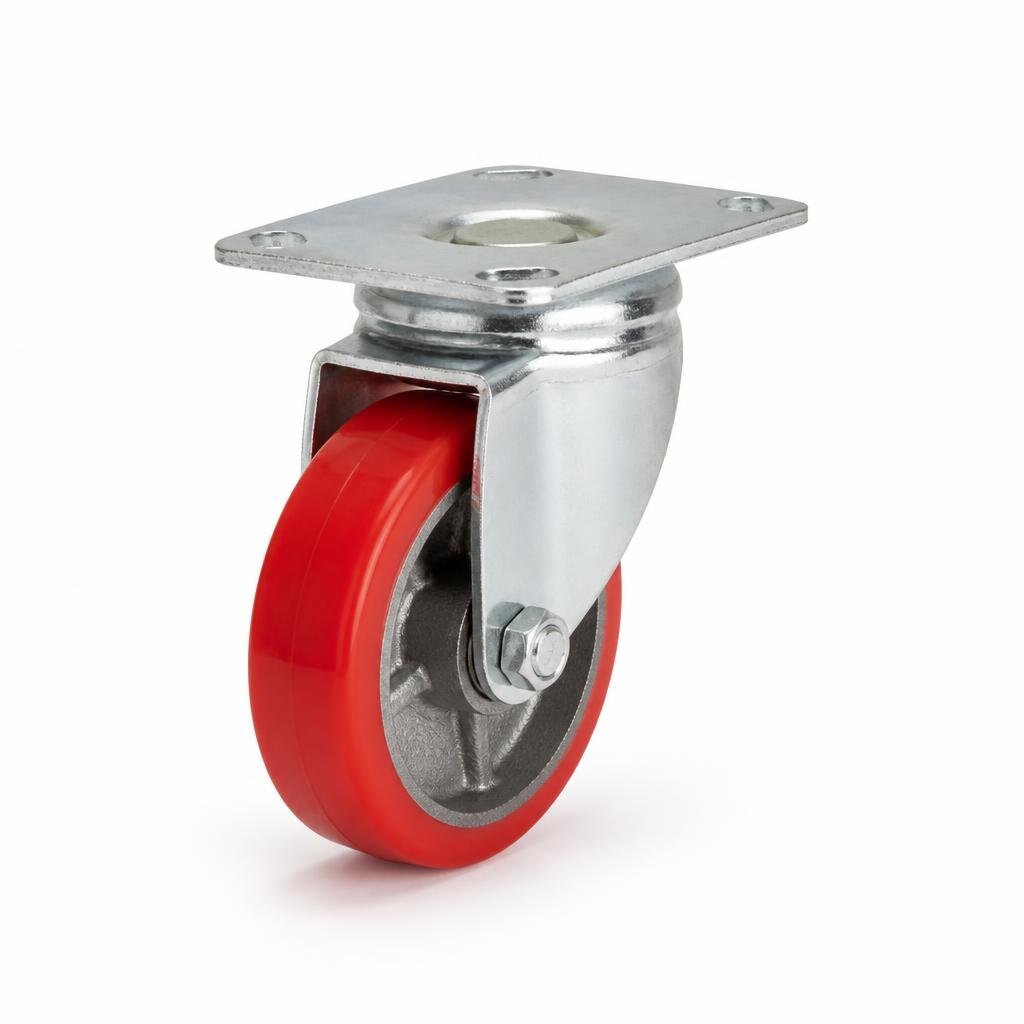 MARKSMAN 1226 4" RED H/DUTY SWIVEL PU CASTOR WHEEL