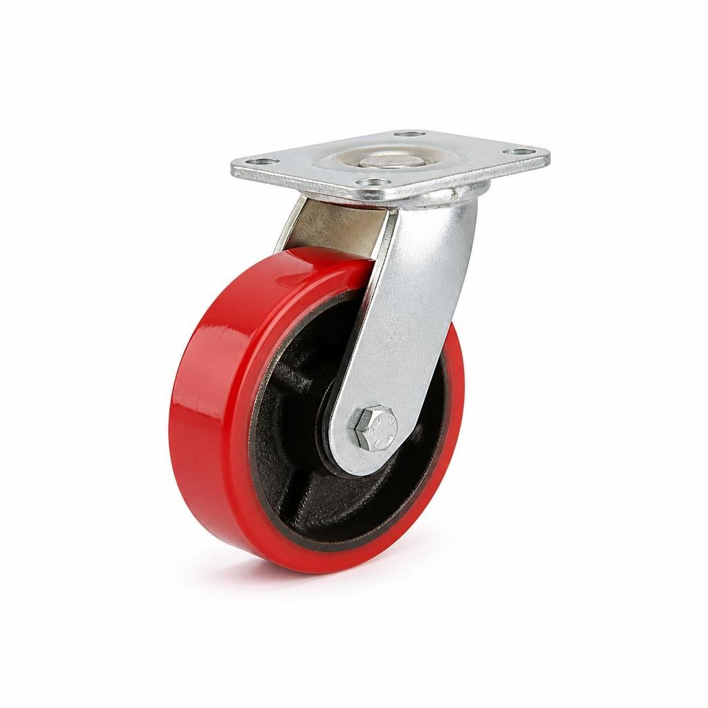 MARKSMAN 1226 4" RED H/DUTY RIGID PU CASTOR WHEEL