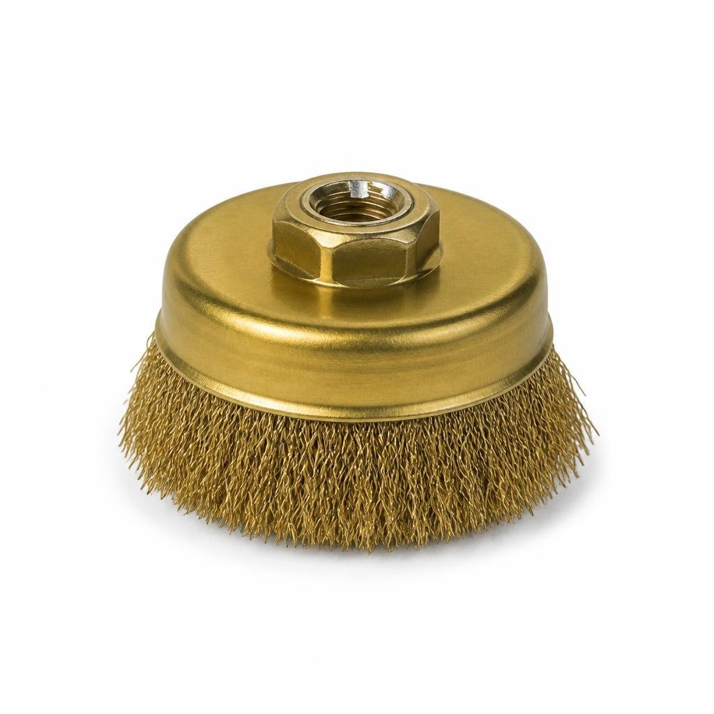 UNION 3" X M10 X 1.5MM BRASS COATED CUP BRUSH