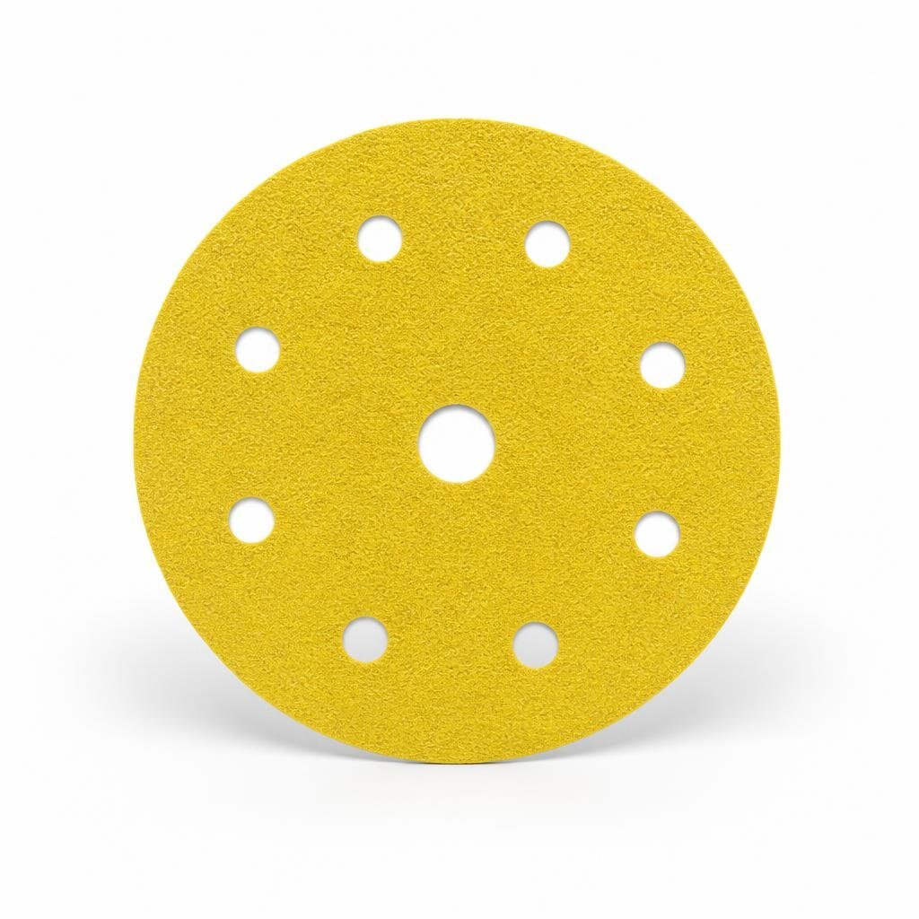 M10 5" X #120 WOOD VELCRO STICK DISC - YELLOW