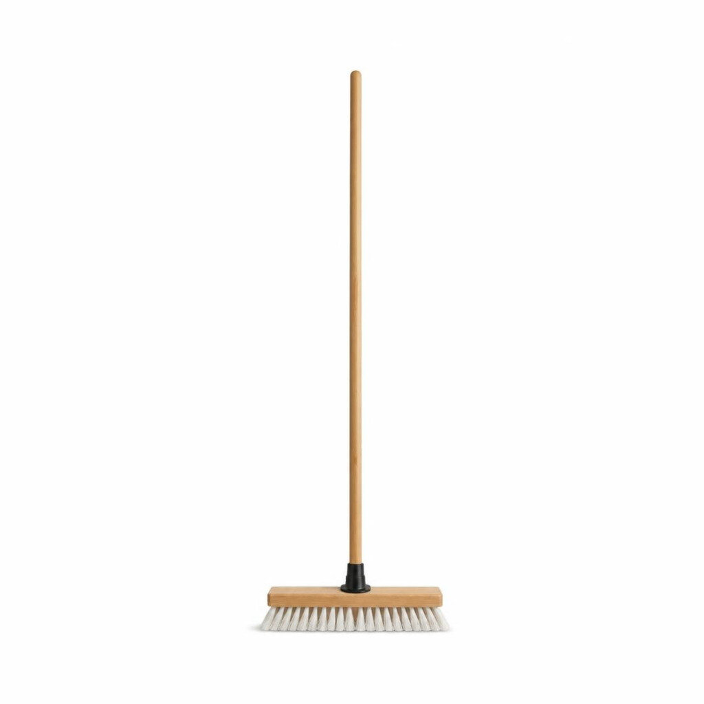 RAYACO 313 NYLON FLOOR BRUSH WITH WOODEN HANDLE