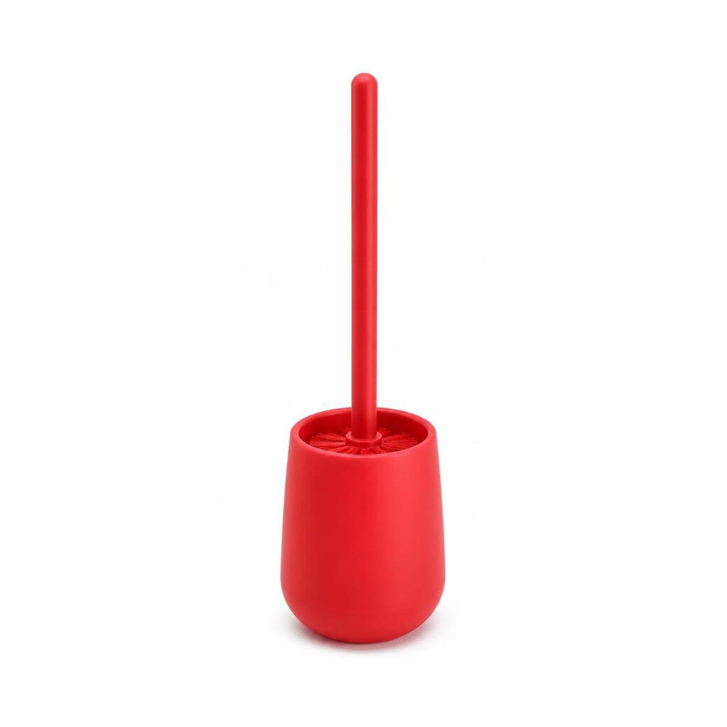 CREATIVE SILICON TOILET BOWL BRUSH - HOLDER - RED
