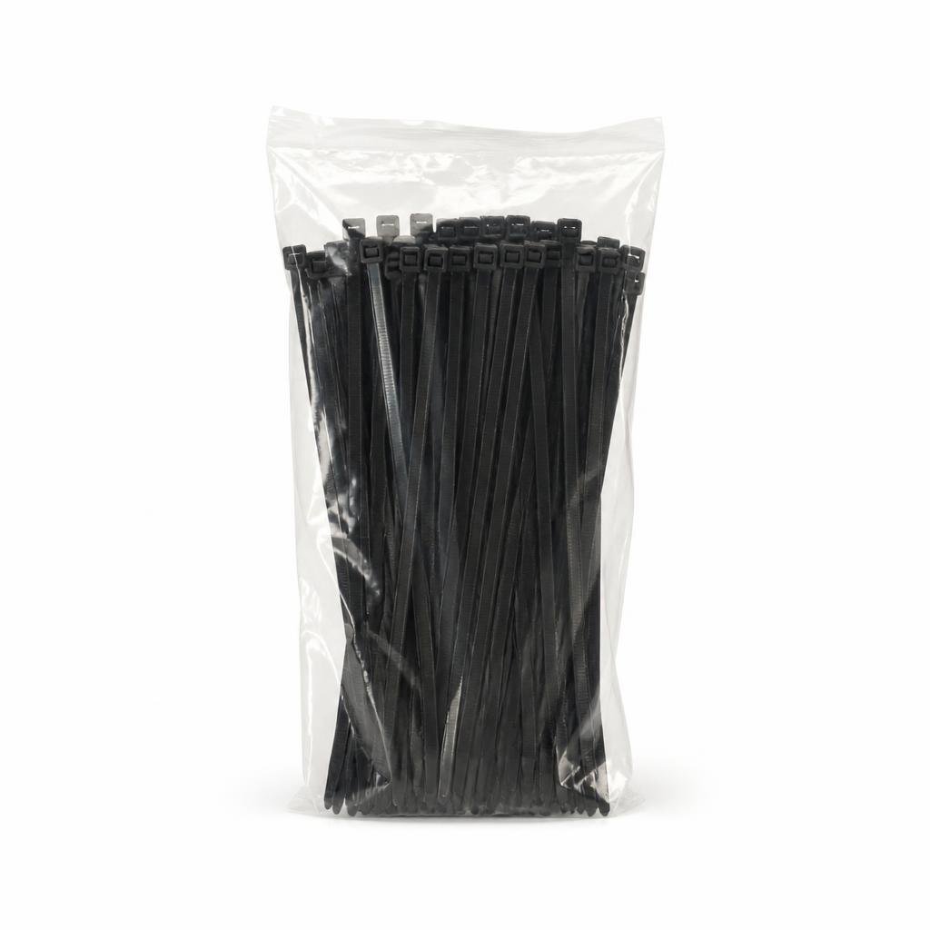 16"400MM X 7.6MM CABLE TIE - BLACK (100PCS/PKT)