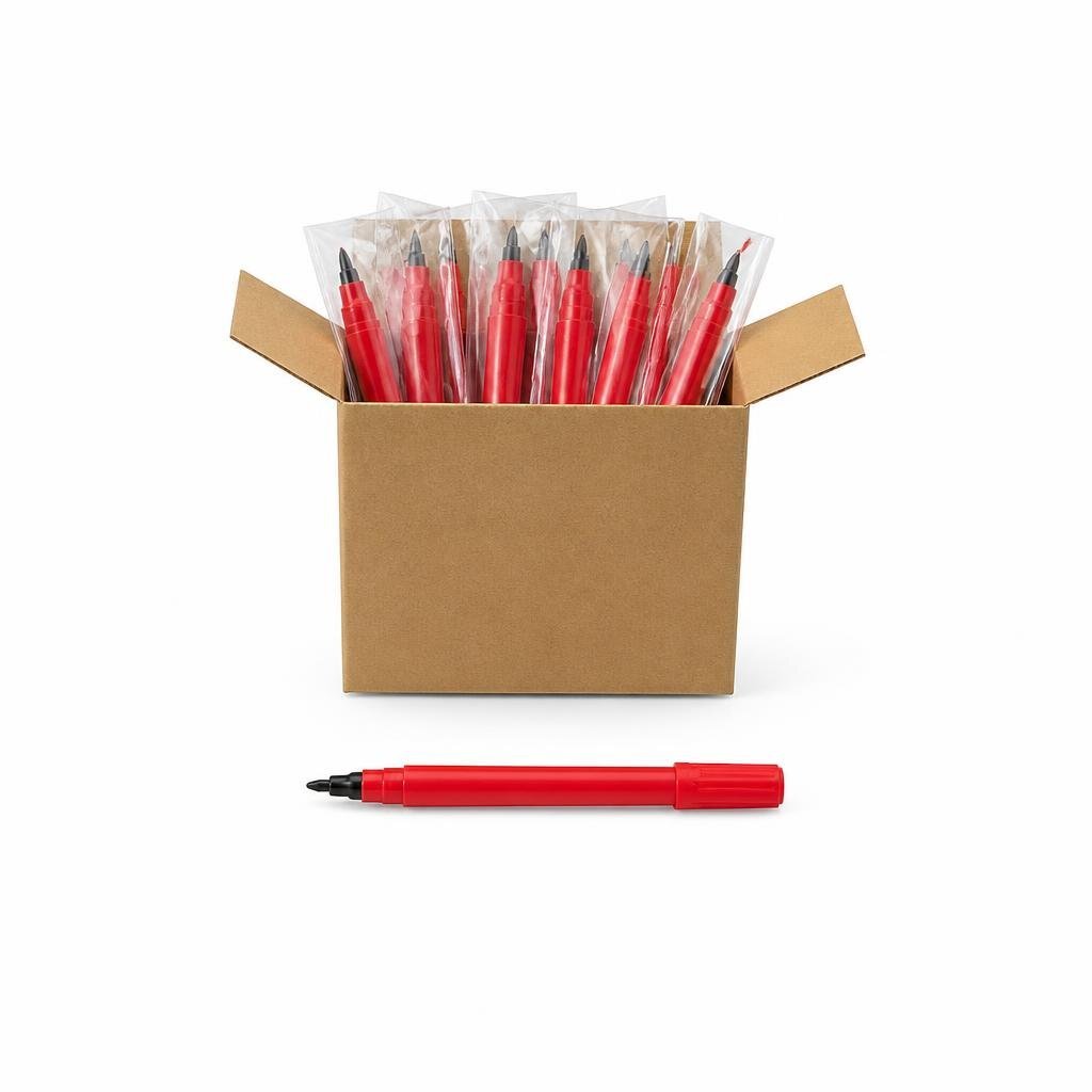 M-SHILI SL-T4877 MARKER LONG NIB - RED (10PCS/BOX)