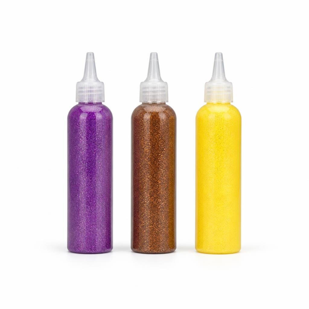 GRABBIT 13ML NEON GLITTER GLUE-PURPLE/BROWN/YLW