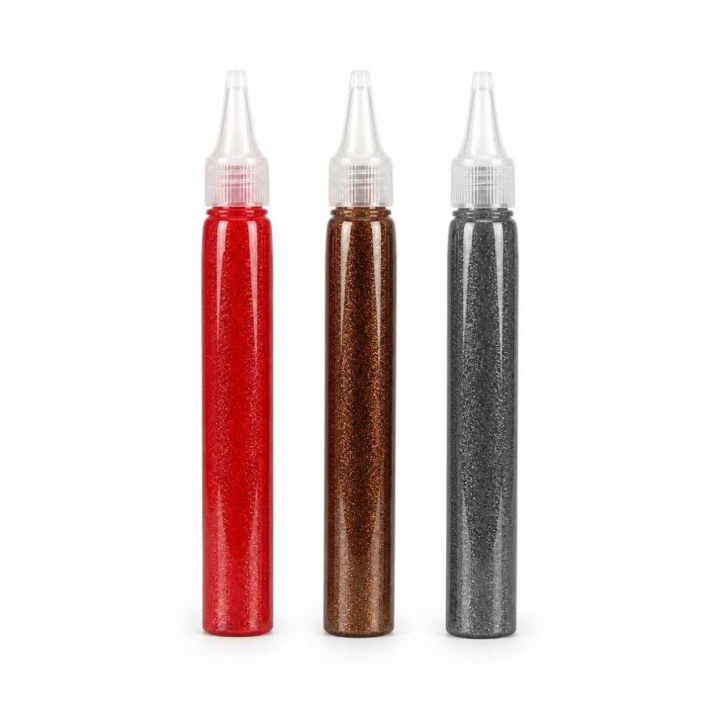 GRABBIT 13ML NEON GLITTER GLUE-RED/BROWN/GREY