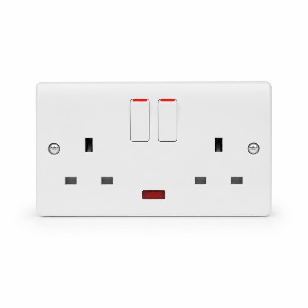 SCHNEIDER KB25N 13A 2G SWITCHED SOCKET NEON