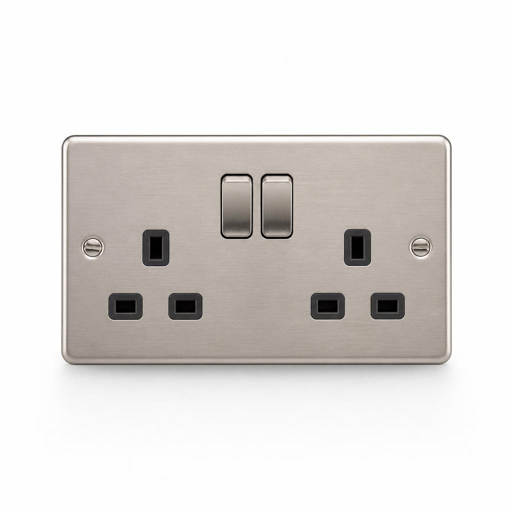 M&E 820 13A DOUBLE METAL SWITCH SOCKET