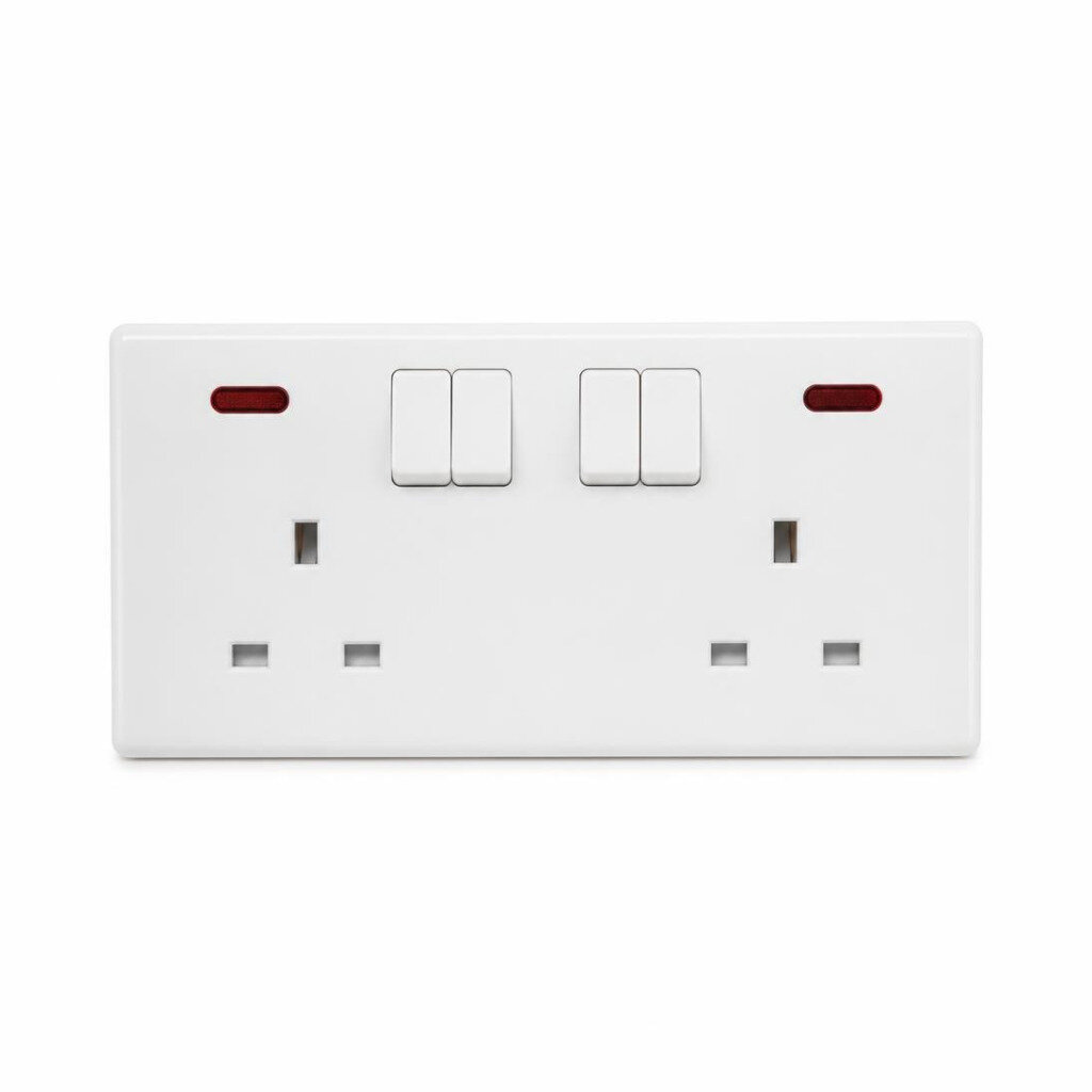 COSIMO LA408U 13A X 2 MULTI DOUBLE SWITCH SOCKET NEON - WHITE LIVINA