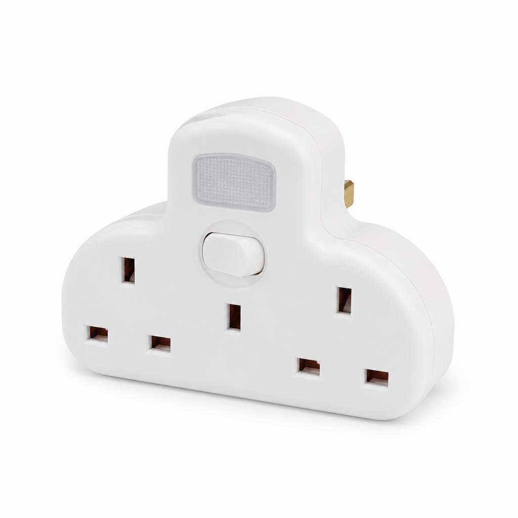 TRAC TR-131UK-8L 13A 3WAY ADAPTOR C/W NIGHT LIGHT & SWITCH